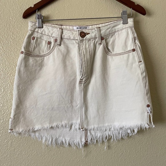 One teaspoon white denim fringe skirt - Picture 3 of 8